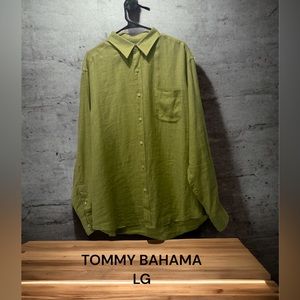 TOMMY BAHAMA, LARGE, OLIVE GREEN, LONG SLEEVE, BUTTON UP.